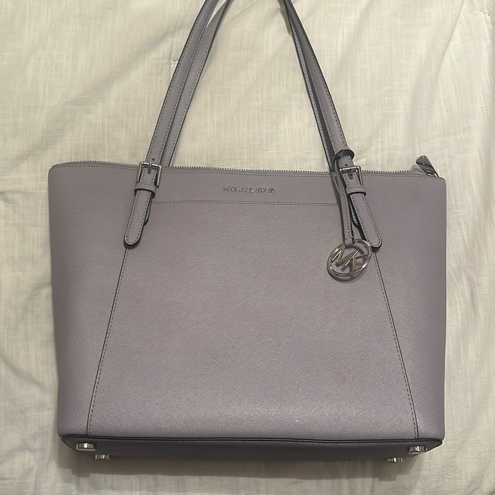 Michael Kors Ciara Large Saffiano Leather Tote Bag Pearl Grey